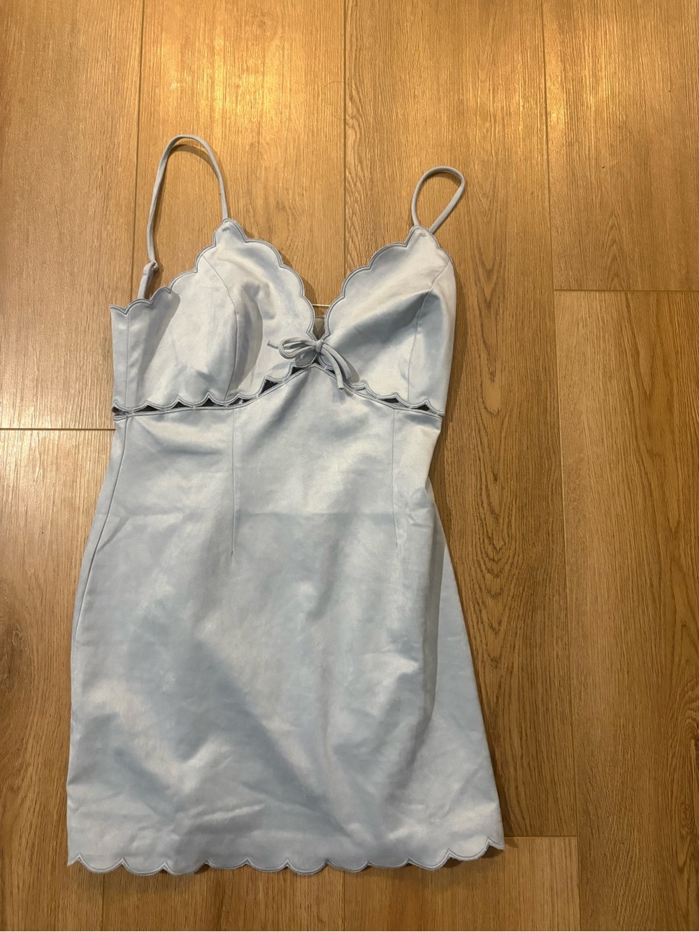 Light Blue Scallop-Trim Slip Dress
